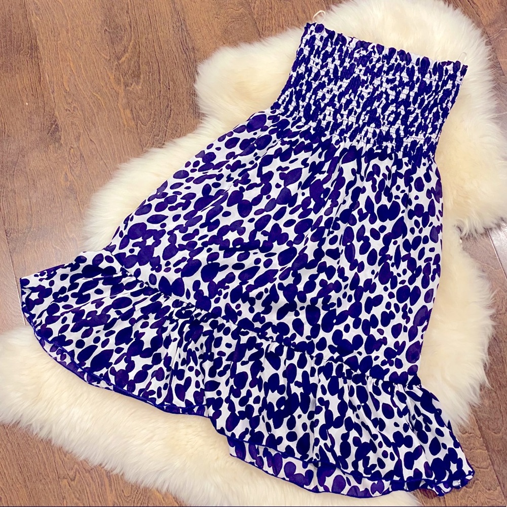 NWOT Smocked dress/ skirt with navy blue pattern